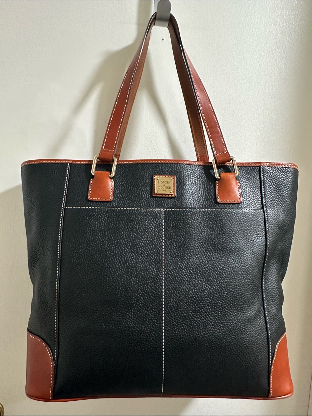 Dooney & Bourke Black and Brown Leather Messenger Tote